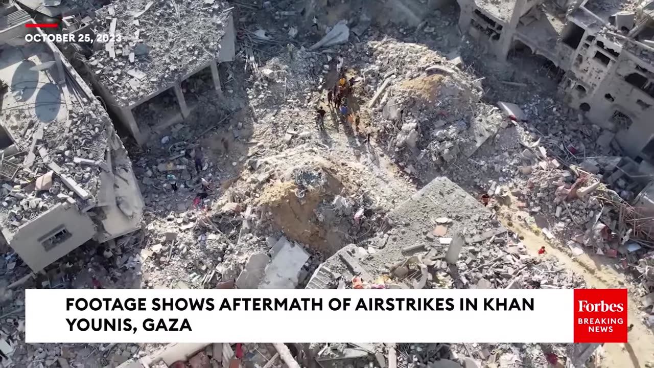 Footage Captures Destruction Caused By Airstrikes In Khan Younis, Gaza