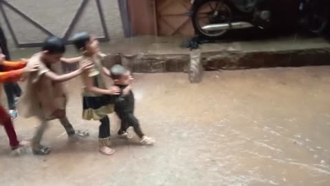 Kids enjoying in rainy ☔☔