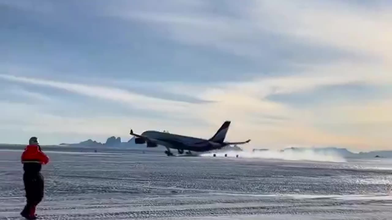 Ever seen a plane land in Antarctica? Well, here it is, this A340 landing!