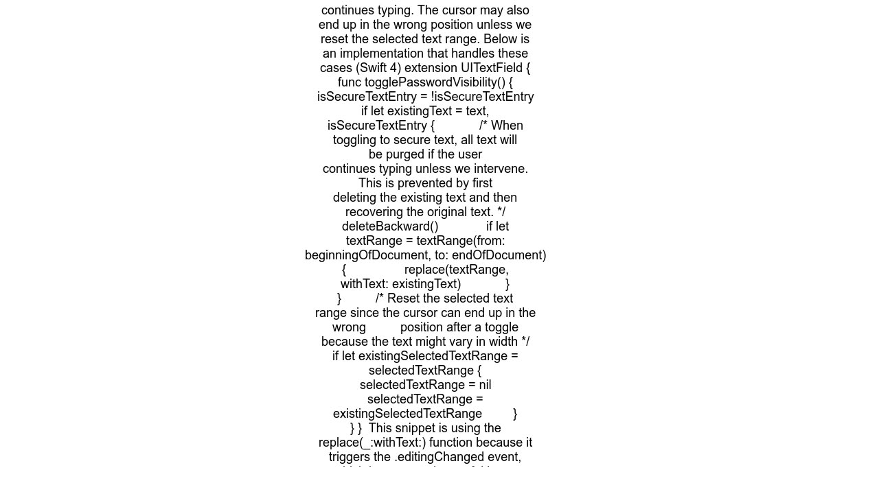 How to toggle a UITextField secure text entry hide password in Swift