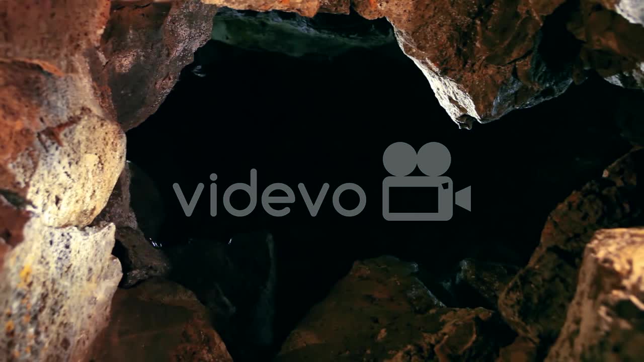 Bats Fly In Around A Cave With A Pool At Night