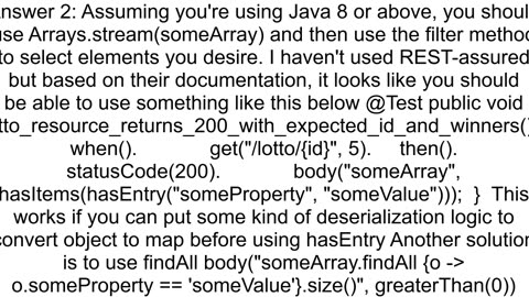 Find specific keyvalue pair in an array of object with rest assured