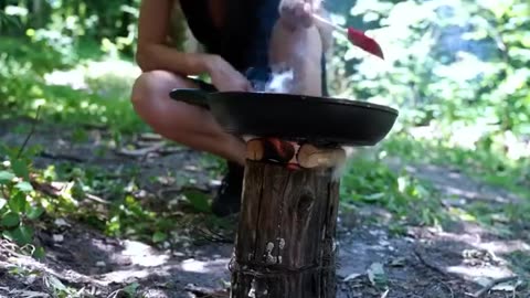 Outdoor girl camping alone viral video
