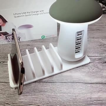 Multi Port USB Mobile Phone Charger Mushroom LED Light Lamp