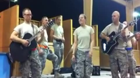 Women Air Force member sings Adel song