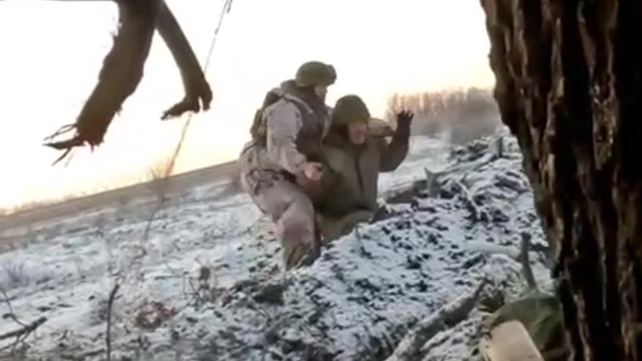 Russian Soldier Walks Out of the Forest and Surrenders