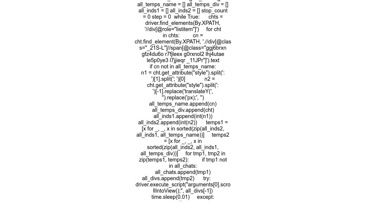 Scrolling to the end of chat list in Whatsapp webpage using Selenium Python