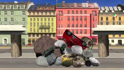 A meteorite fell and the overpass collapsed! Construction vehicle dispatch! Car toys movie