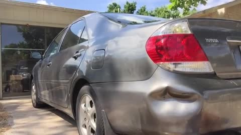 Watch this life Hack! Man removes dent with boiling water.