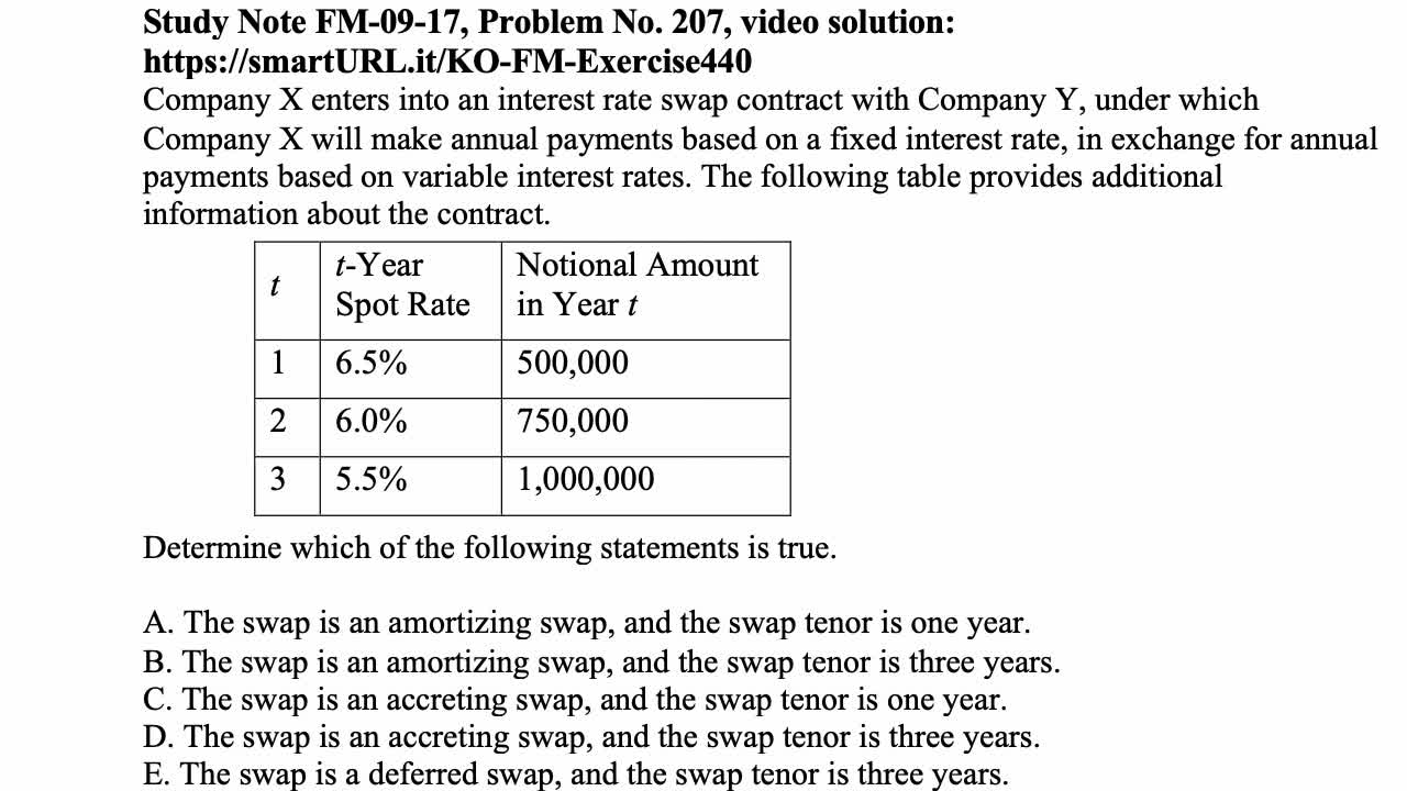 Exam FM exercise for January 16, 2022