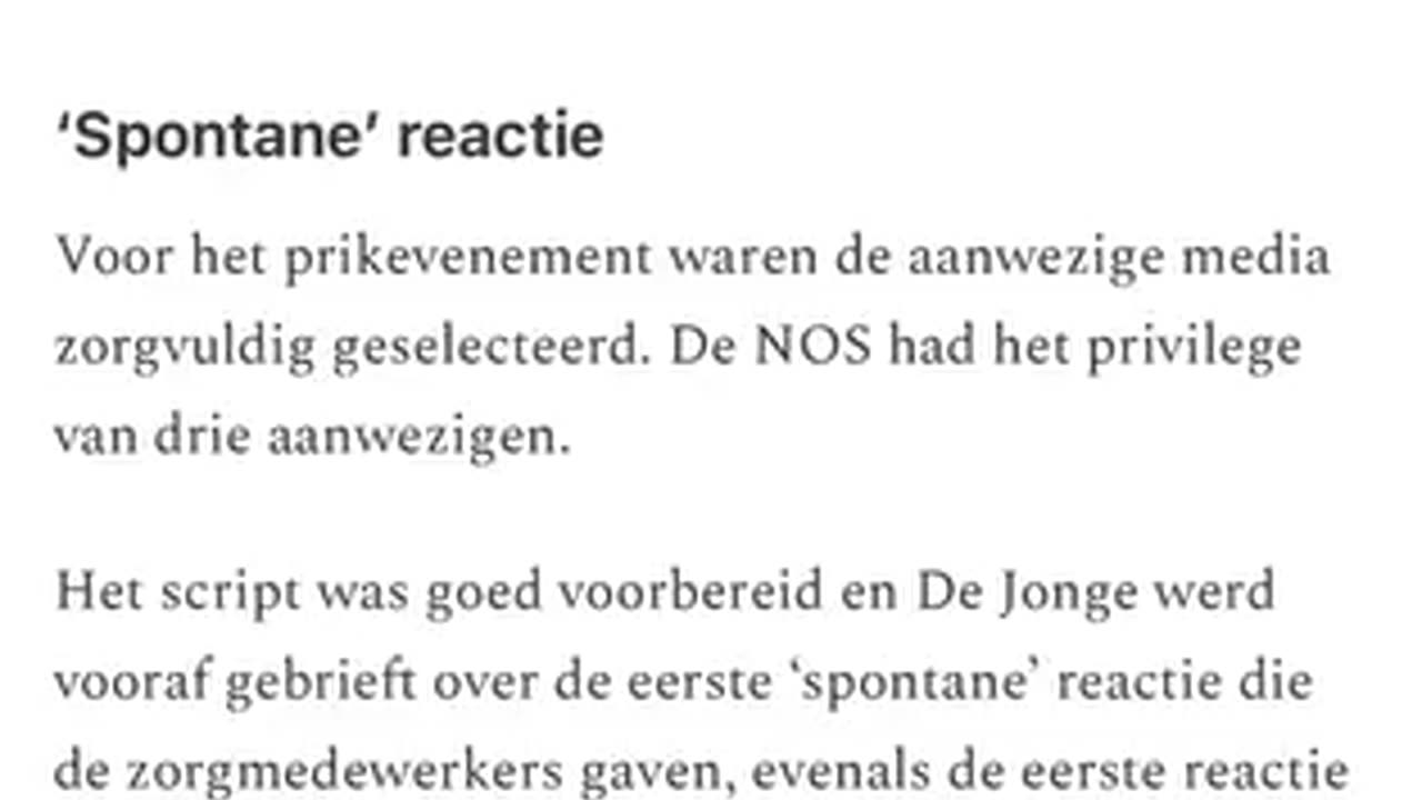 Uit WOB documenten blijkt dat de eerste coronaprikken een grote psychologische operatie was / toneel