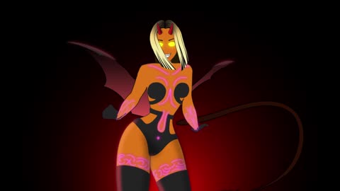 The demon girl is dancing