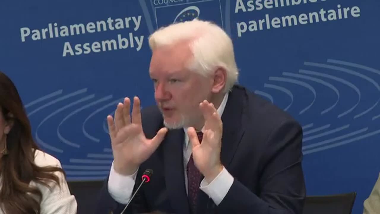 Julian Assange speaks at the Council of Europe