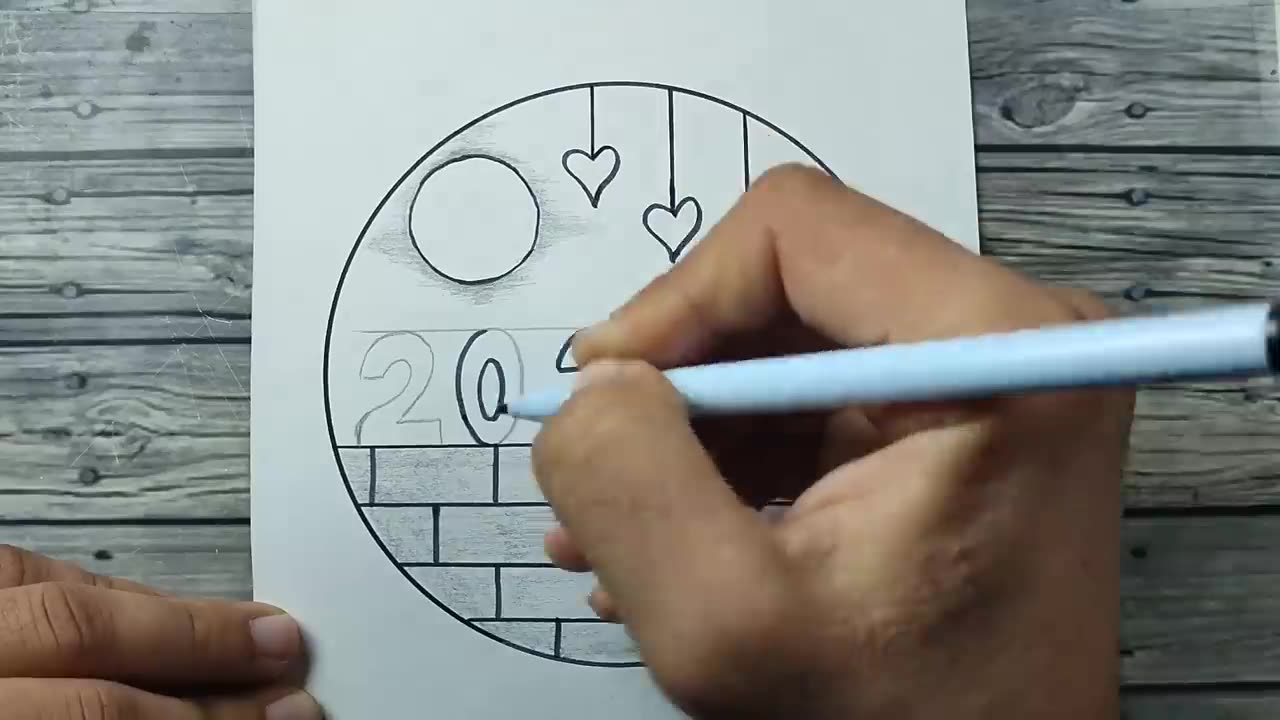 Easy drawing | Drawing 2024 in an easy way for beginners