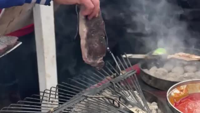 Deep fried steaks Who wants some 🥩 #tailgating #steak #elk