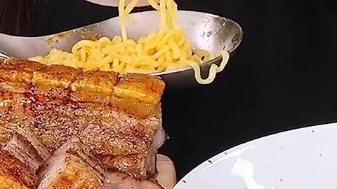 Spicy Noodles, Kimchi, Crispy Pork Belly