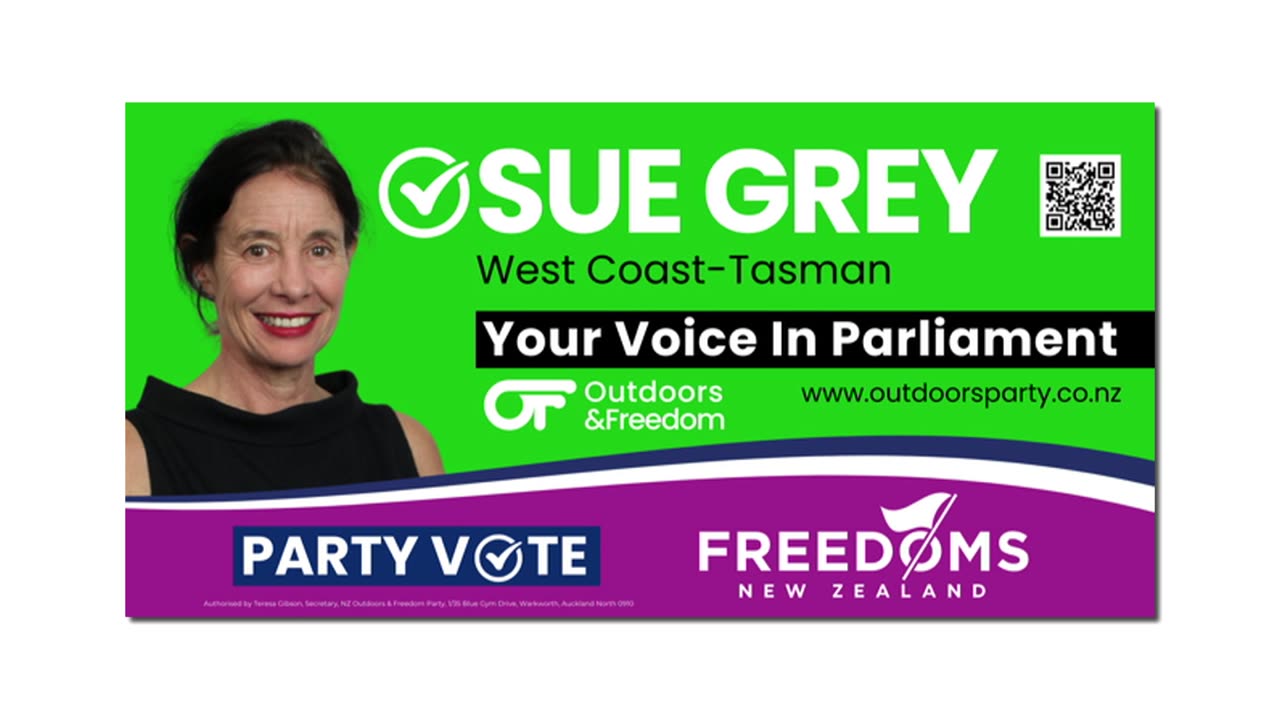 Sue Grey talking about NZ Outdoors & Freedom Party farming politics