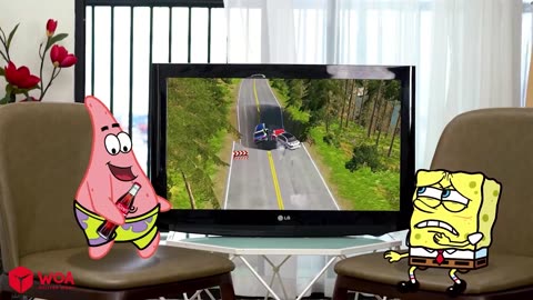 Spongebob Escape From The Shy Guy (SCP-096) & Huggy Wuggy | BeamNG Drive Car Crashes - Woa Doodles