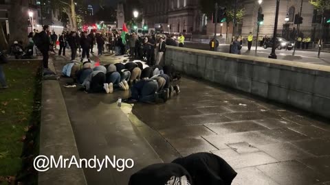 Islamic prayers on Whitehall, again, directly opposite Downing Street.