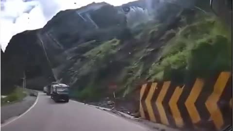 landslide obliterates truck