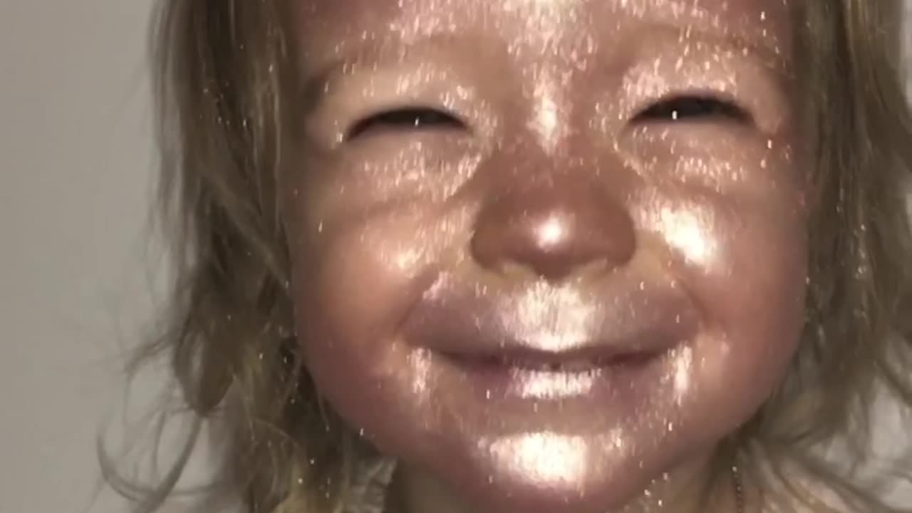 Toddler Covers Herself in Shimmery Makeup