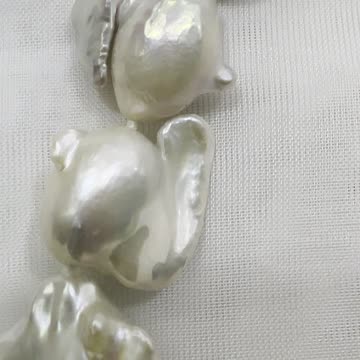 Handmade, + Knotting Unique 17” Necklace with Freshwater Nuclear Pearl. Baroque