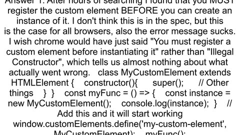 Custom Element Illegal Constructor