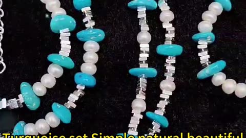 GN-20241119-05 Turquoise set Simple natural beautiful pearl and natural turquoise hot sale simple