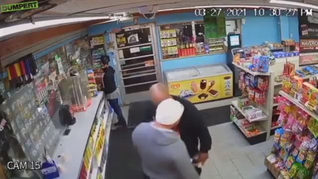 RUSSIAN LOOKING EMART OWNER TAKES OUT BLACK GANGSTA FROM ONE PUNCH