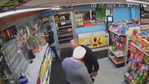 RUSSIAN LOOKING EMART OWNER TAKES OUT BLACK GANGSTA FROM ONE PUNCH