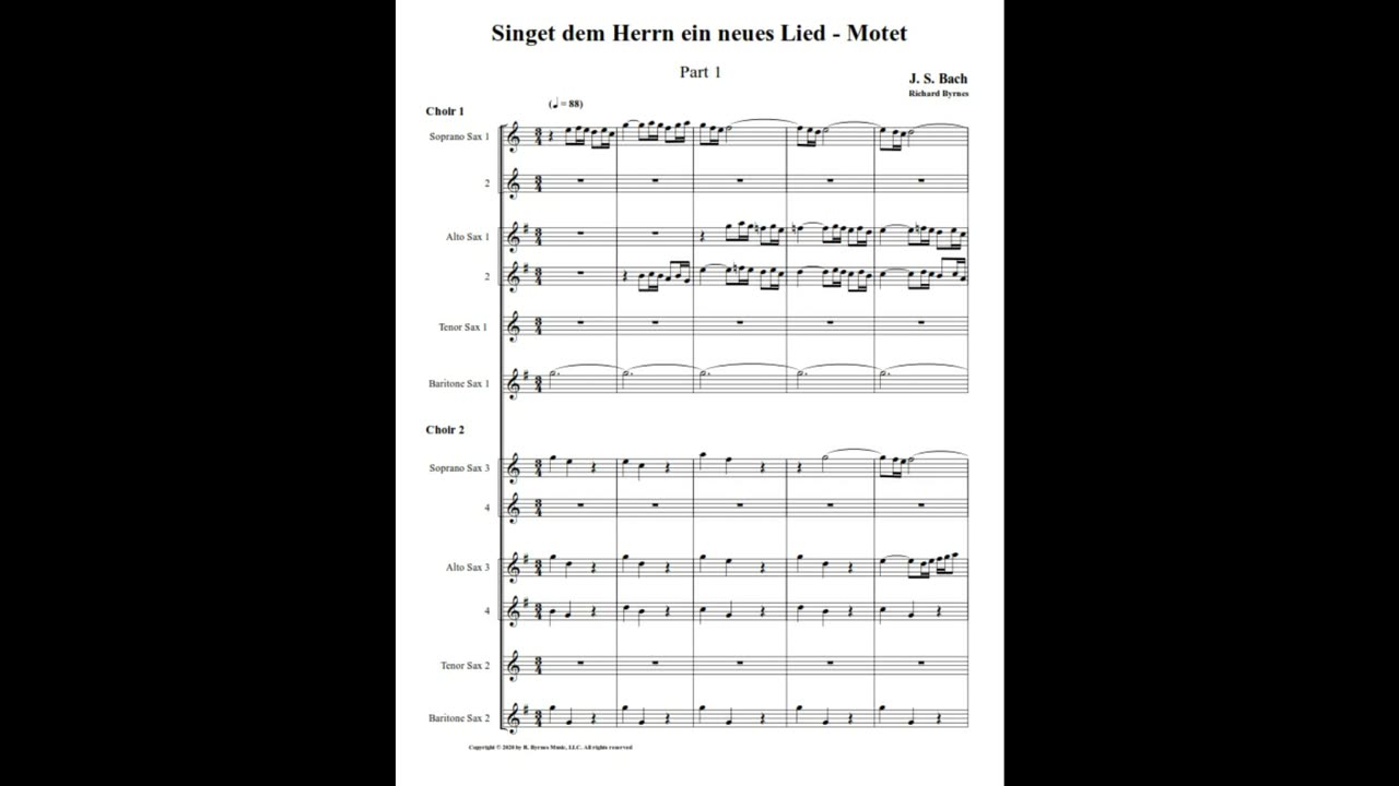 J.S. Bach – Motet: “Singet dem Herrn ein neues Lied”, Part 1 (Double Saxophone Choir)