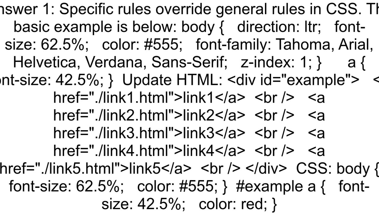 How not to use body style css rule in part of html code