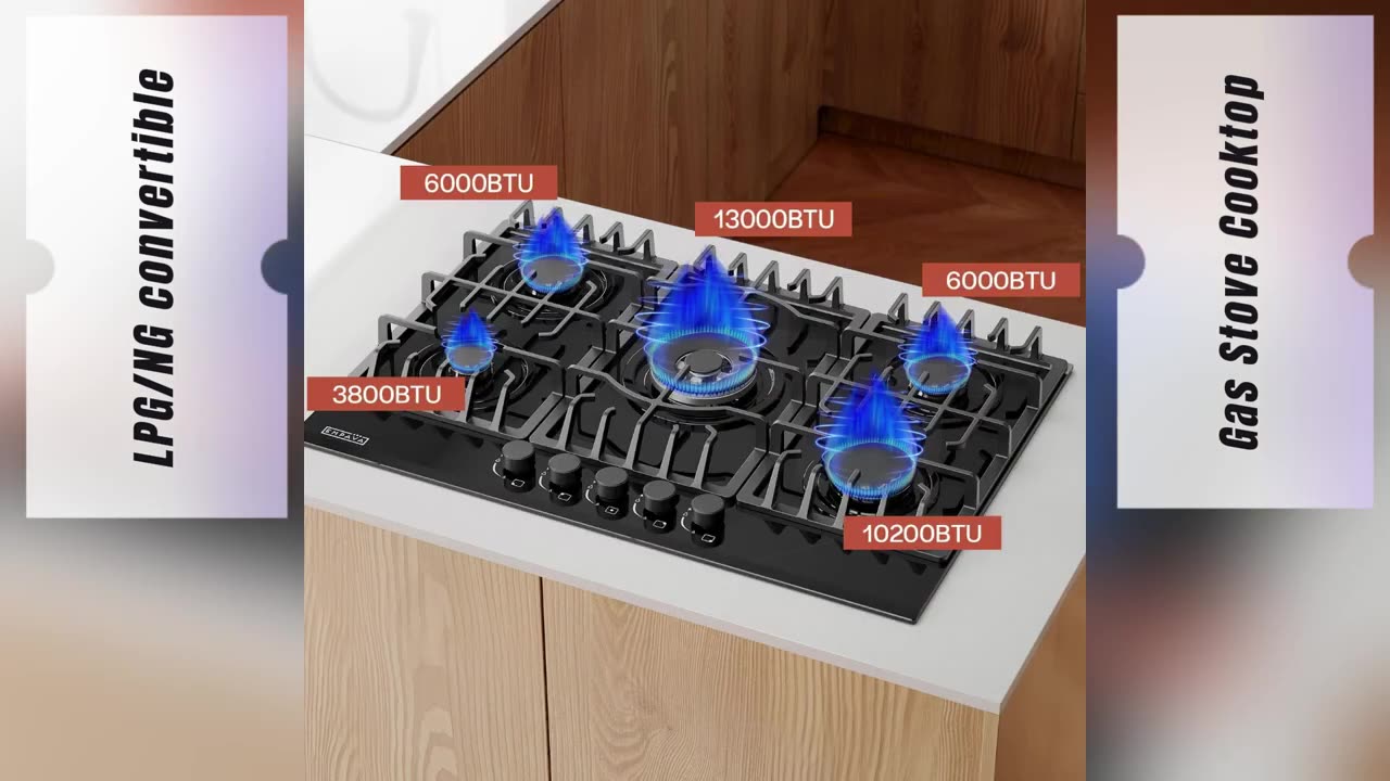 Empava 30 in. Gas Stove Cooktop 5 Italy Sabaf Sealed Burners