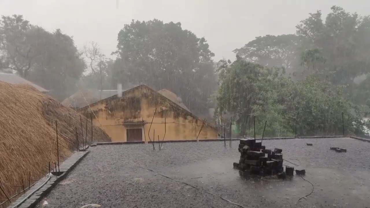 ASMR I Eliminate insomnia with the sounds of heavy rain on a thatched and flagstone roof.