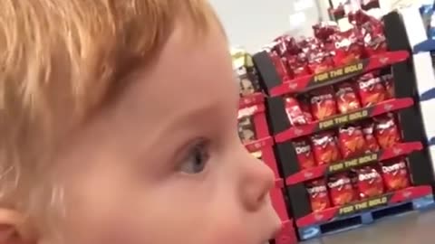 When a baby visits the supermarket for the first time