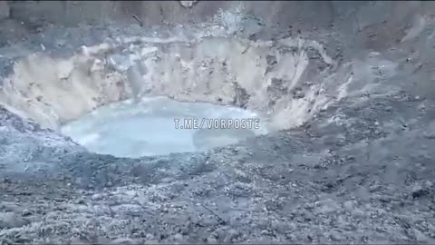 A crater from a Russian missile in the Kiev region.