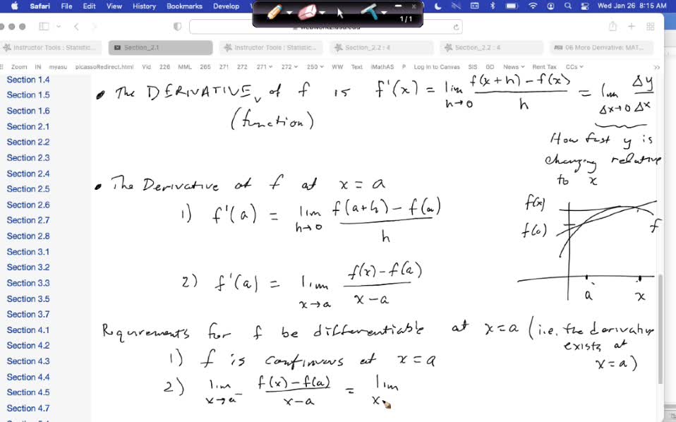 MAT 265 Wed Jan 26: Derivative Topics