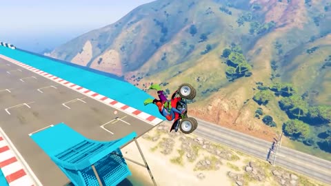 GTA V Epic New Stunt Race For Car Racing Challenge by Quad Bike, Cars and Motorcycle, Spider Shark3