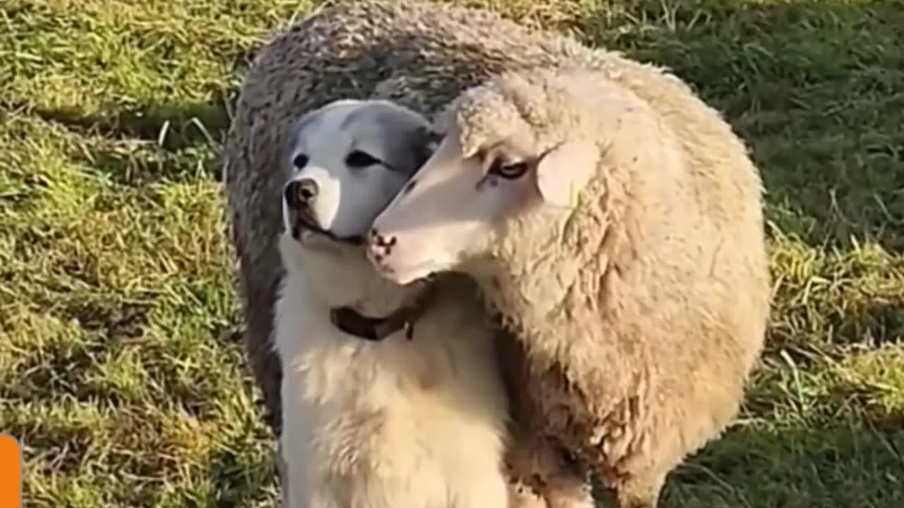 Unlikely Friendship: Sheep Shows Love to Dog!