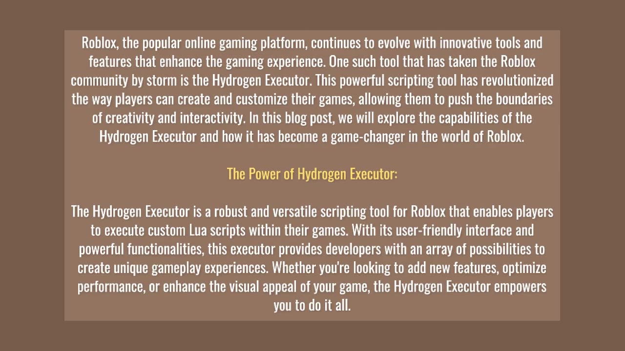 Exploring the Hydrogen Executor: Revolutionizing Roblox Game Development