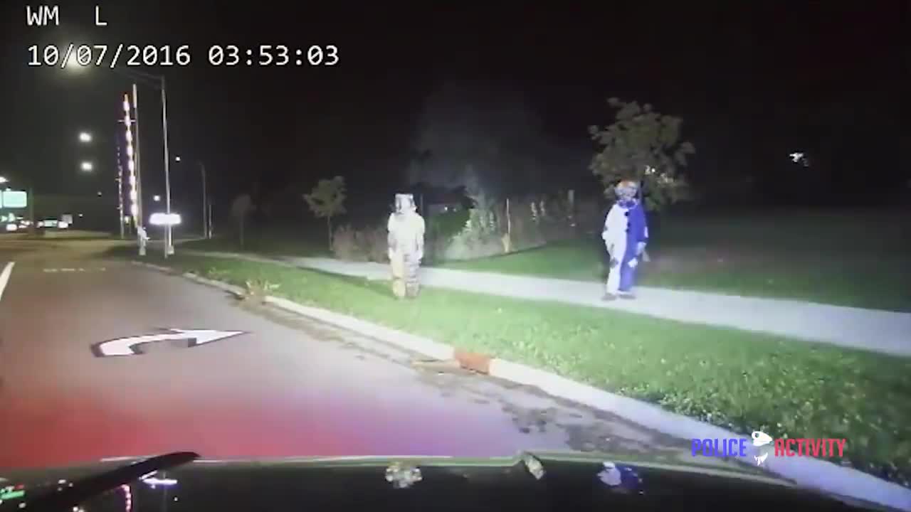 Creepy Clowns Arrest Caught On Police Dashcam