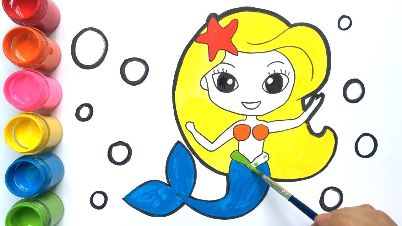 Mermaid Drawing and Coloring Art _ How to Paint