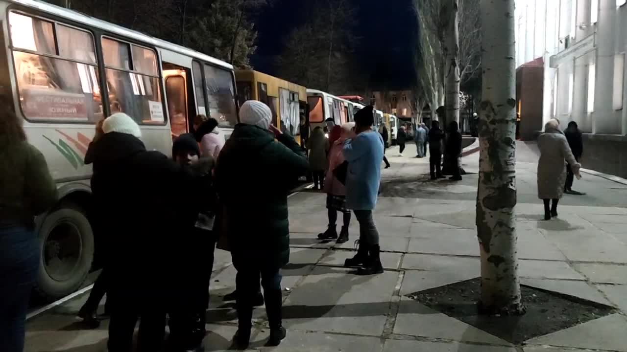 Fourteen buses evacuated more than three hundred civilians from Stakhanov