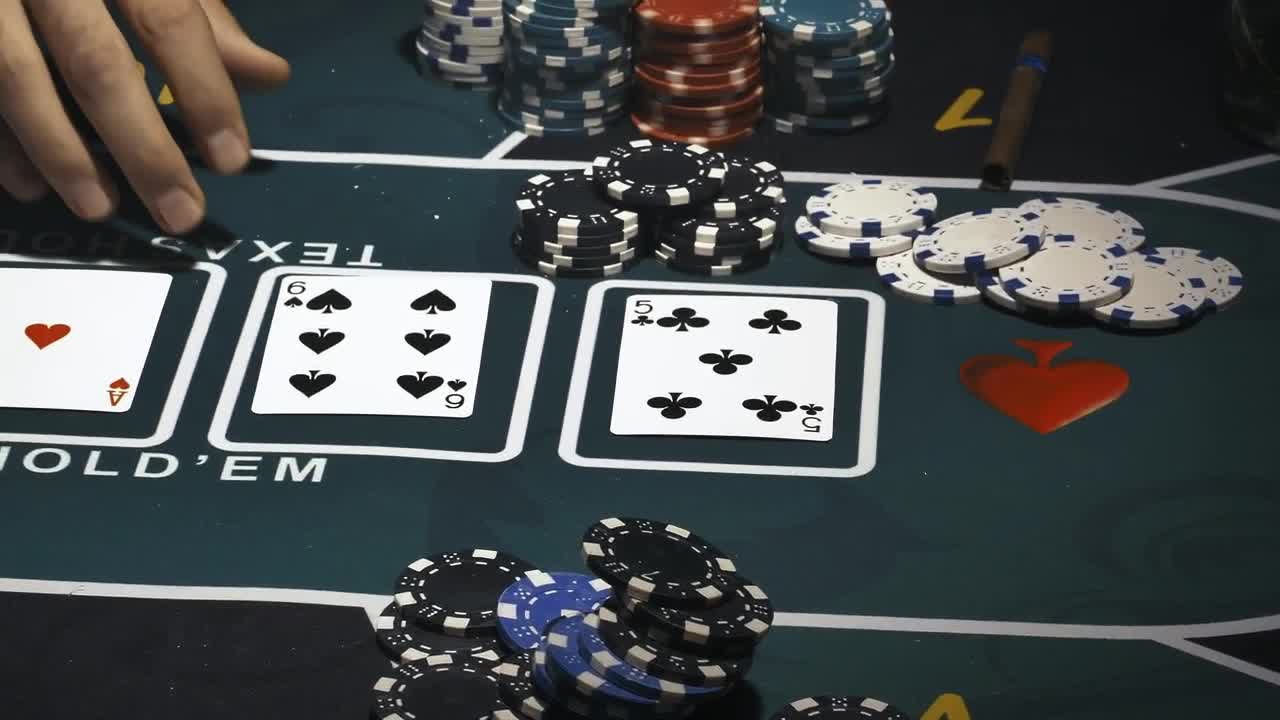 Close shot of a person winning at poker