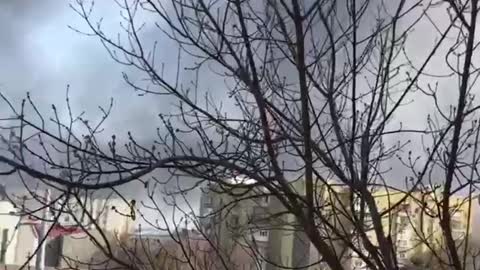 Kharkiv, heavy smoke near Moskovsky Prospekt