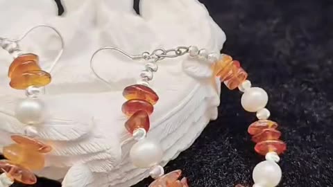 GN-20241219-02 Natural Baltic Amber Earrings pearl jewelry Earrings S925 Silver For Mother's Gift