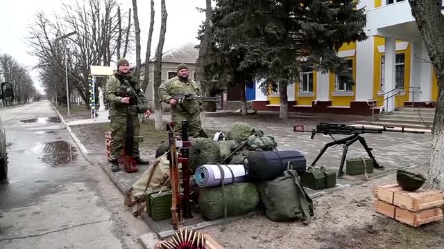 Russian forces filmed in captured Luhansk town