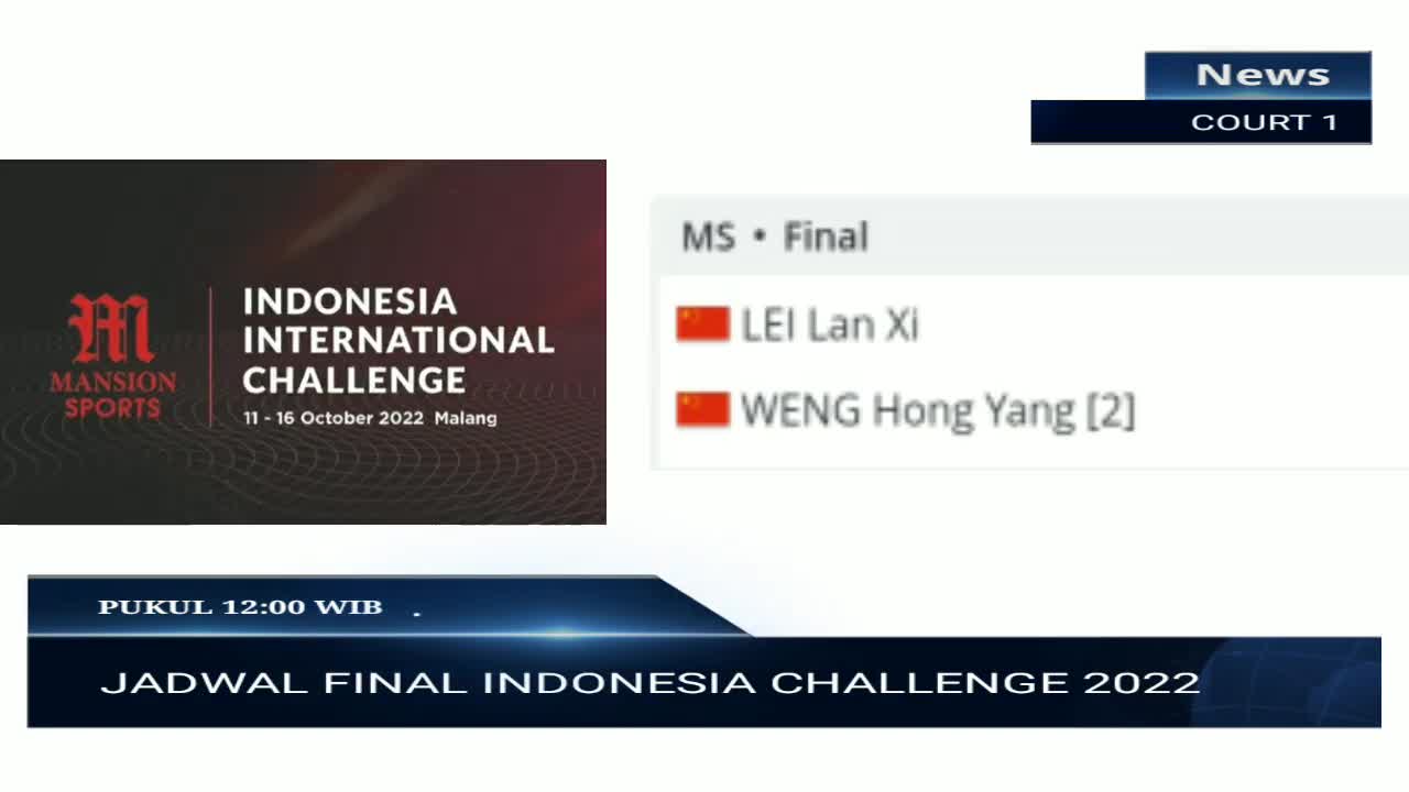 🔴 JADWAL FINAL INDONESIA INTERNATIONAL CHALLENGE 2022JADWAL BADMINTON HARI INI