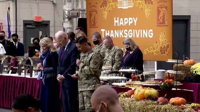 Biden visits military at Fort Bragg for Thanksgiving