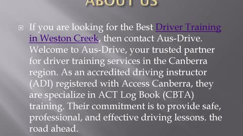 Best Driver Training in Weston Creek